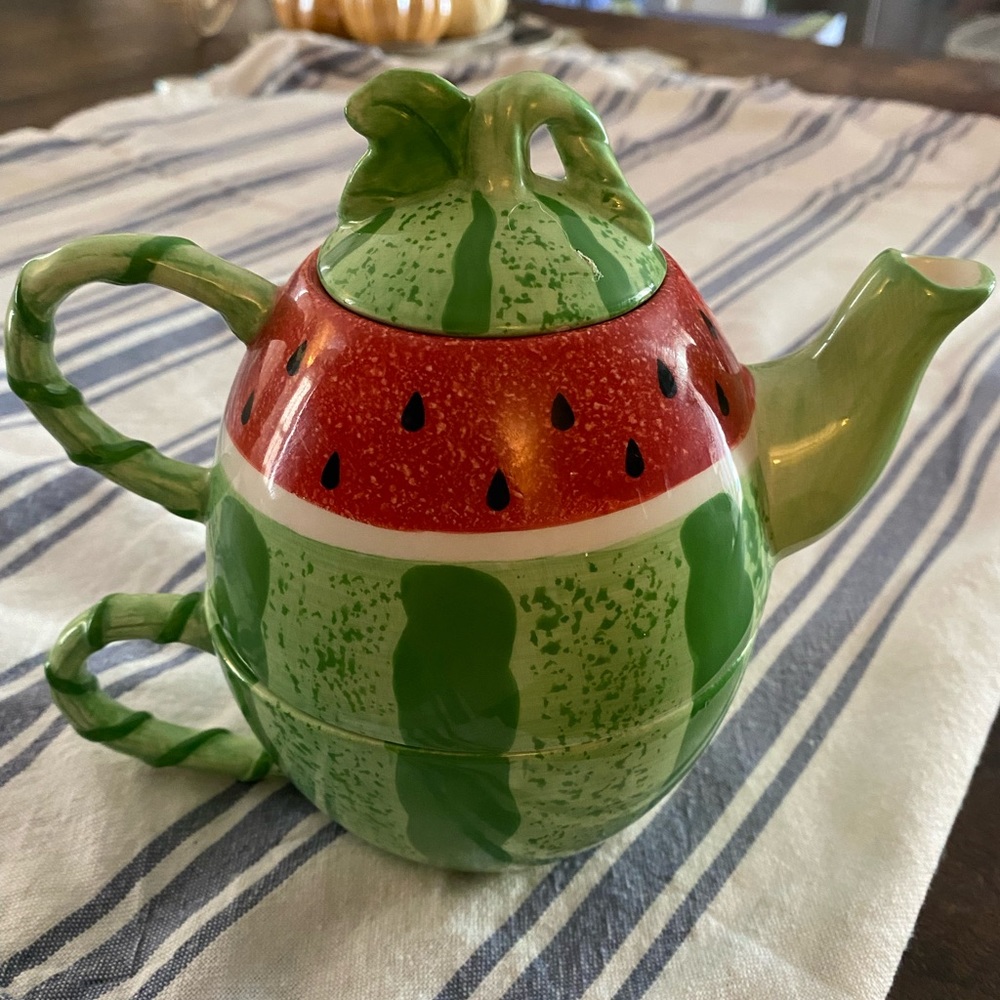 Sonoma life+style watermelon tea pot and cup